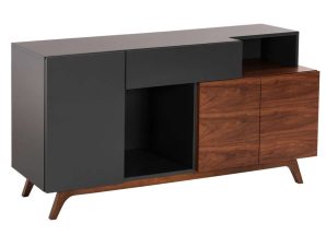 Μπουφές Preda HM9747 167×28-40x80cm Mdf Dark Grey-Walnut