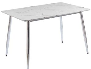 Τραπέζι Datum ΕΜ839,C 120x80x75cm Marble Effect White-Chrome